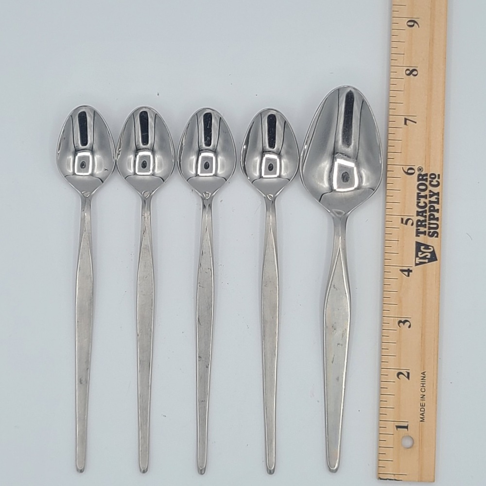 Noritake Linden Japan Spoon Lot Of 5 Stainless 18/8 Tablespoon Teaspoon